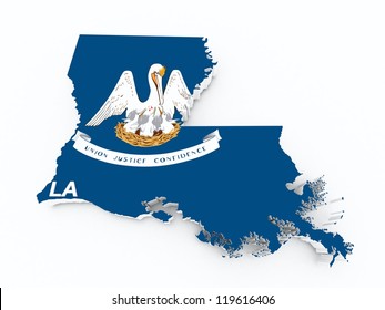 Louisiana State Flag On 3d Map