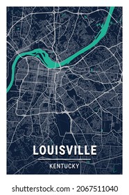 Louisville Blue Dark City Map