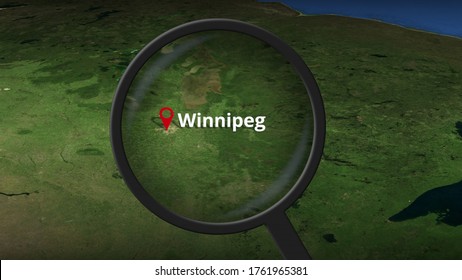 Loupe finds winnipeg city on the map 3d 3d rendering