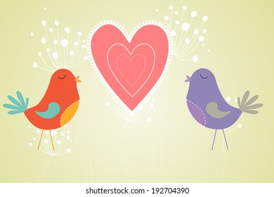 Red Love Bird Heart Balloons Over Stock Vector (Royalty Free) 86074735