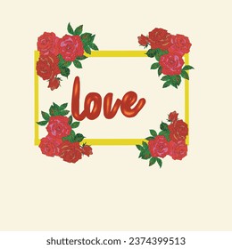 Love card mother Valentine’s Day happy birthday card   Roses leaves frame February 14  - Powered by Shutterstock