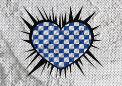 Love Checkered  Flag Sign Heart Symbol On Cement Wall Texture Background Design