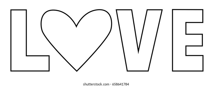 Love Coloring Page Stock Illustration 658641784 | Shutterstock