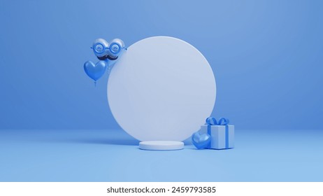 Love for happy father s day with frame and blue heart. Concept for Father's day. Gift box along with some festive decorations. Concept of sending love and surprise for dads. 3D rendering illustration - Powered by Shutterstock