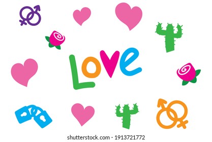 Love heart cactus rose Gender symbols