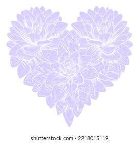 A Love Heart Shape Flower Pattern Floral Vintage Style Woodcut Etching Engraving Design. A Valentines Or Mothers Day Drawing Concept