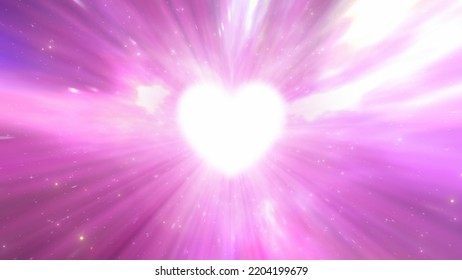 Love Heart Shape Light Speed Fast Moving Outer Space Wormhole Tunnel 3D Rendering - Abstract Background Texture