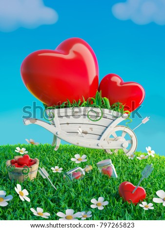 Royalty Free Stock Illustration Of Love Hearts Nature Garden