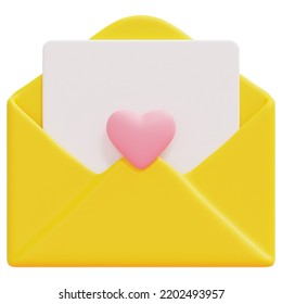Love Letter 3d Render Icon Illustration For Website, Application, Printing, Document, Poster Design, Etc.