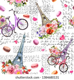 Paris Symbols Seamless Pattern Romantic Travel Stock Vector (Royalty ...