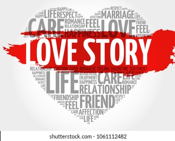 Love Story Word Cloud Collage, Heart Concept Background