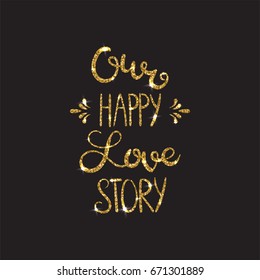 Love Text Romantic Lettering Glitter Golden Stock Vector (Royalty Free ...