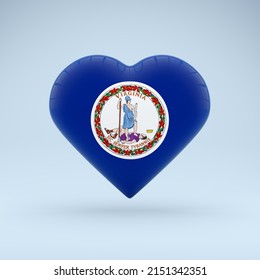 Love Virginia state symbol. Heart flag icon. 3D Rendering.