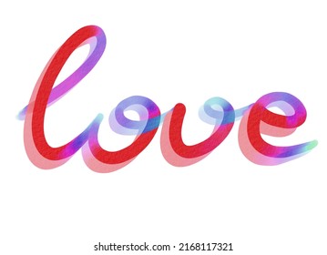 Love Word Lettering Red Blue Colors Stock Illustration 2168117321 ...