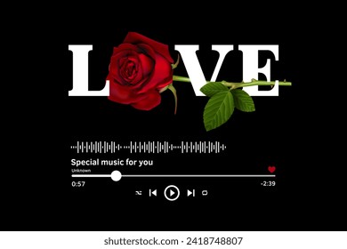 Love word with rose. Valentine's day template or black background for Love and Valentine's day music concept  - Powered by Shutterstock