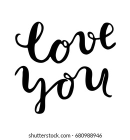 Love You Brush Lettering Brush Hand Stock Illustration 680988946 ...