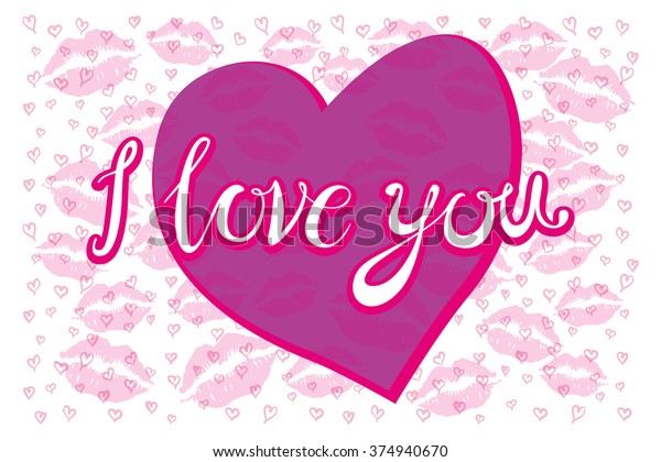 Love You Kiss Card Art Stock Image Download Now