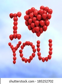 i love you text using balloons