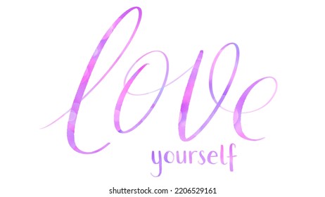 Love Yourself Pink Purple Brush Lettering Stock Illustration 2206529161 ...