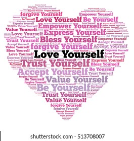 Love yourself in word collage