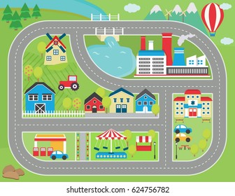 Lovely City Landscape Car Track Play Stock Illustration 624756782 ...