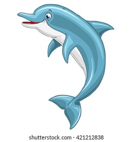 Lovely Cut Cheerful Smiling Dolphin Jumps Stock Illustration 421212838 ...