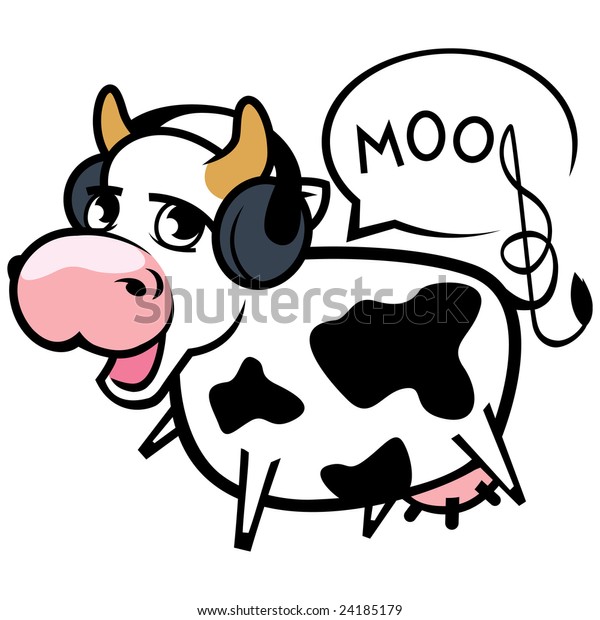 Lovely Musical Cow Earphones Vector Illustration Stock Illustration ...