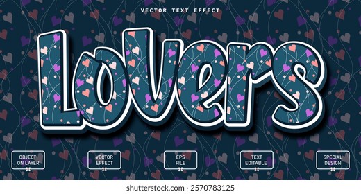 lovers 3d text effect editable text