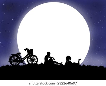 lovers had a date under the moonlight