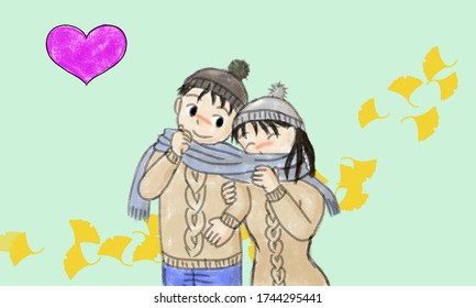 Lovers Matching Sweaters And Scarves
