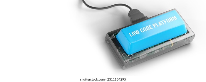 Low Code software development platform technology concept. 3d illustration