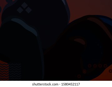Low detail solid color globular shape. 2d illustration. Modern artistic texture. Multicolor digital abstract pattern backdrop.