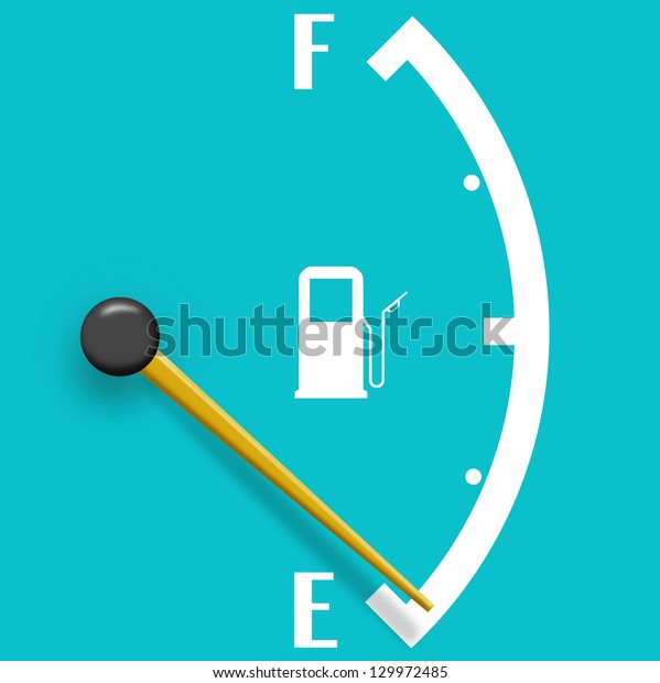 Low fuel\
sign isolated on a pale blue\
background