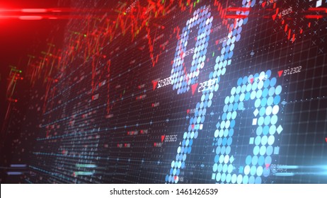 Low Interest Rate With Economic Recession In Stock Market Financial Investment Decline - 3D Illustration Rendering