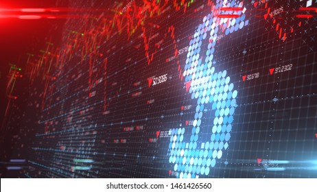 Low Interest Rate With Economic Recession In Stock Market Financial Investment Decline In The Dollar - 3D Illustration Rendering