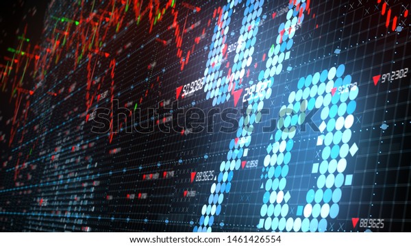 Low interest\
rates with global stock market down turn into a negative growth\
recession - 3D illustration\
rendering