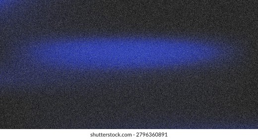 Low light composition featuring deep blue glow. Grainy black surface with soft horizontal light trail for cinematic mood and mysterious backdrop.