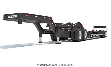 Low Loader Platform Trailer 3D rendering on white background