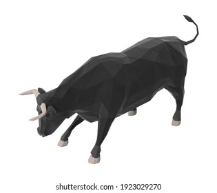 Low Poly Bull 3D illustration on white background