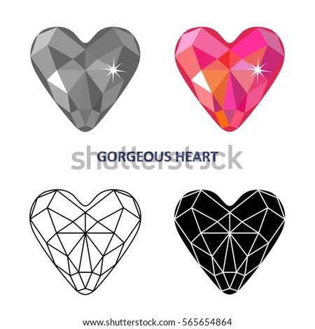 low poly colored black outline template stock illustration 565654864 fancy heart template