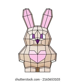 Low poly cute rabbit with heart, geometric style, 3d rendered