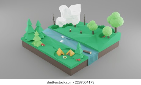 Low poly forest. 3D model