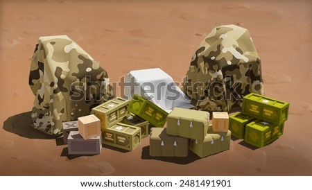 Low Poly Military Objects, Tanks, For Wallpaper Deisgn