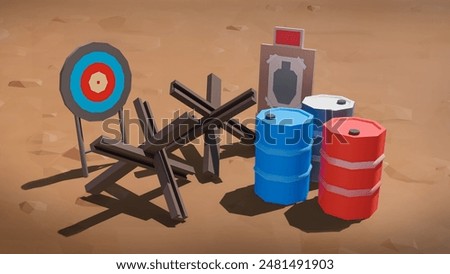Low Poly Military Objects, Tanks, For Wallpaper Deisgn