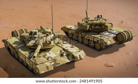 Low Poly Military Objects, Tanks, For Wallpaper Deisgn