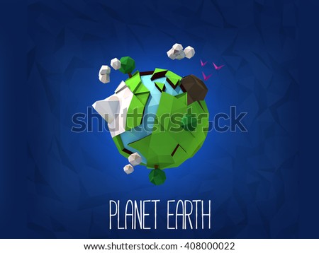 Low Poly Planet Earth Art Wallpaper Stock Illustration 408000022