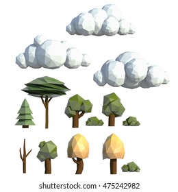 Low Poly Tree Bush Cloud