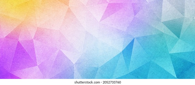 Low Poly Triangular Background In Bright Rainbow Colors. Colorful Polygonal Banner Template. Multicolor Backdrop In Origami Style.

