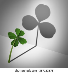 Low Self Esteem Psychological Concept As A Four Leaf Clover Casting A Shadow With Only Three Leaves As A Mental Health Condition Of Feeling Inadequate Or Negative Thinking And Low Self Confidence.