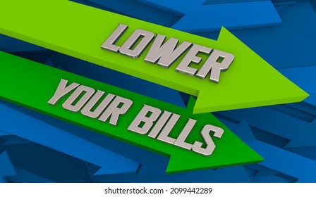 Lower Your Bills Reduce Payments Debt Owed Money Arrows Down 3d Illustration